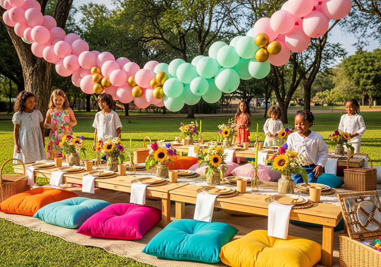 Silver party setup